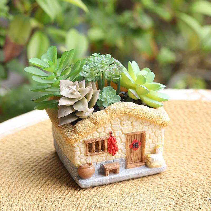 Chậu Cây Resin Chậu cây mini phong cách vintage, chậu cây mọng nước trang trí bàn, sân vườn và tiểu cảnh (RG-64)