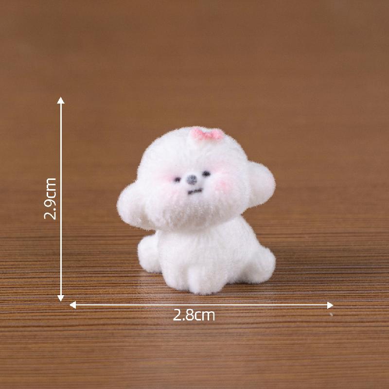 Tiểu cảnh cún trắng lông mềm, búp bê DIY, phụ kiện bàn xe hơi tiểu cảnh mini (ZC-368)