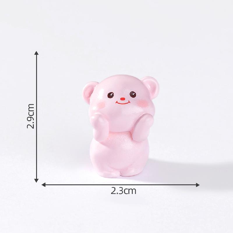 Tiểu cảnh gấu hồng dễ thương, búp bê DIY, phụ kiện xe hơi tiểu cảnh bàn mini (ZC-470)