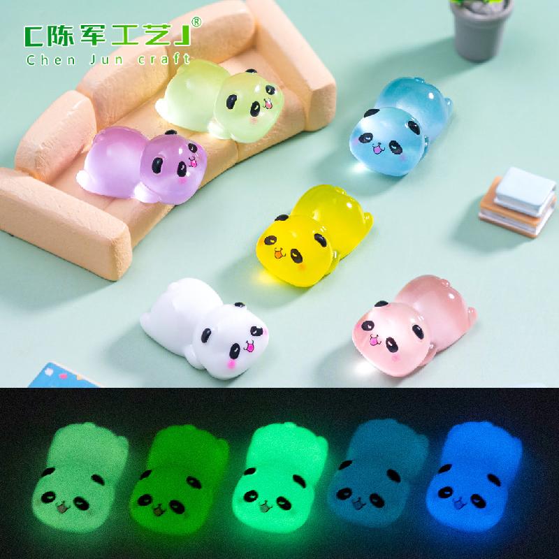 Phụ Kiện Tiểu Cảnh 微景观创意夜光趴趴小熊猫萌粒盲袋 DIY装饰品配件迷你桌面小摆件