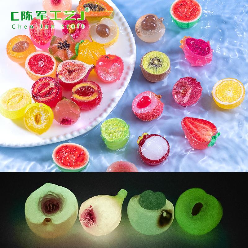 Phụ Kiện Tiểu Cảnh 微景观创意夜光半切水果西瓜火龙果萌粒 DIY装饰品配件迷你小摆件
