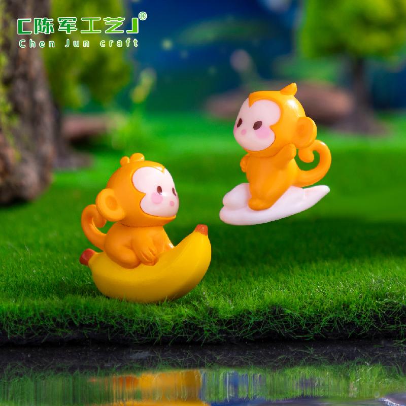 Phụ Kiện Tiểu Cảnh 微景观创意可爱小猴子捞月萌粒园艺造景 DIY装饰品配件迷你小摆件