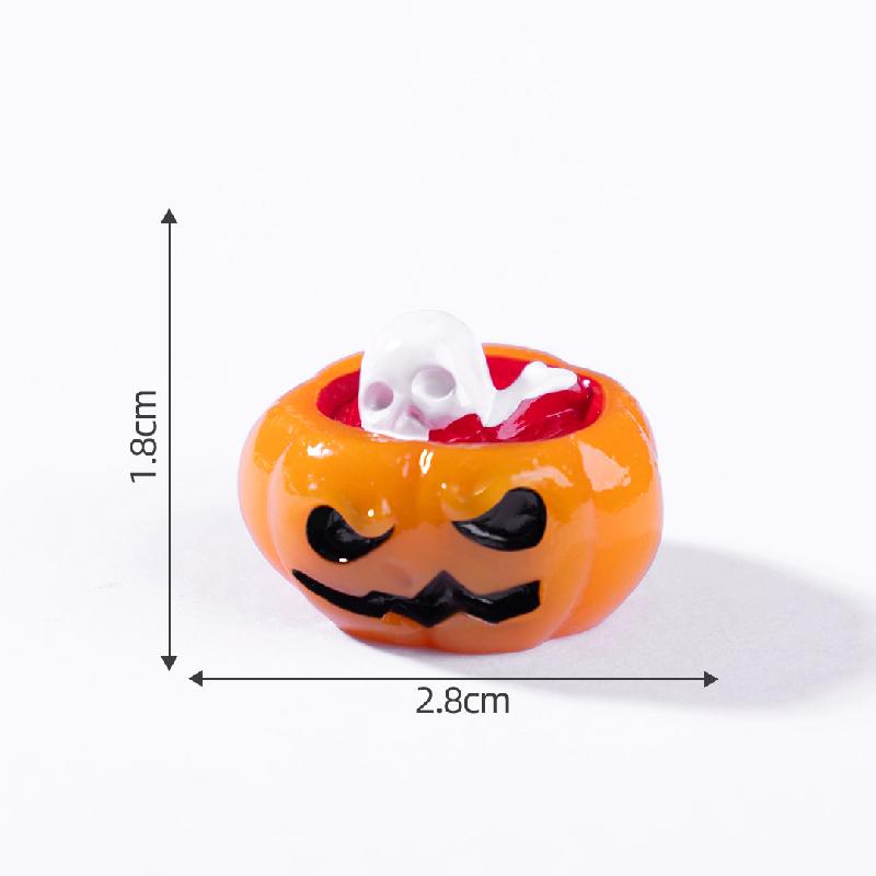 Tiểu cảnh bí ngô ma phát sáng Halloween DIY, phụ kiện tiểu cảnh mini resin cute (ZC-1126)