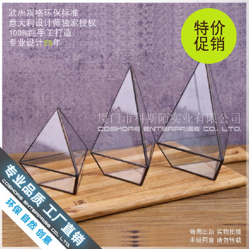 Chậu Đa Giác Chậu kính Terrarium 3 mặt kim cương trung (DG-207)