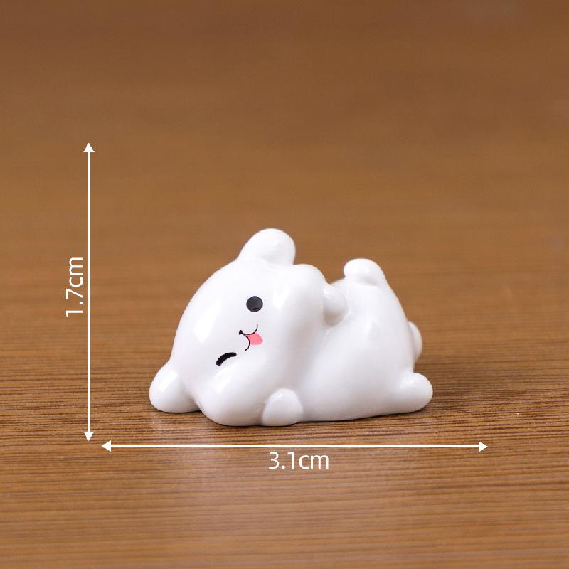 Tiểu cảnh cún trắng nằm DIY, phụ kiện tiểu cảnh mini xe bàn resin garden đáng yêu cute (ZC-1418)