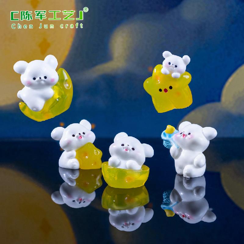 Phụ Kiện Tiểu Cảnh 微景观创意太空星月小狗萌粒公仔 DIY装饰品挂配件迷你桌面小摆件