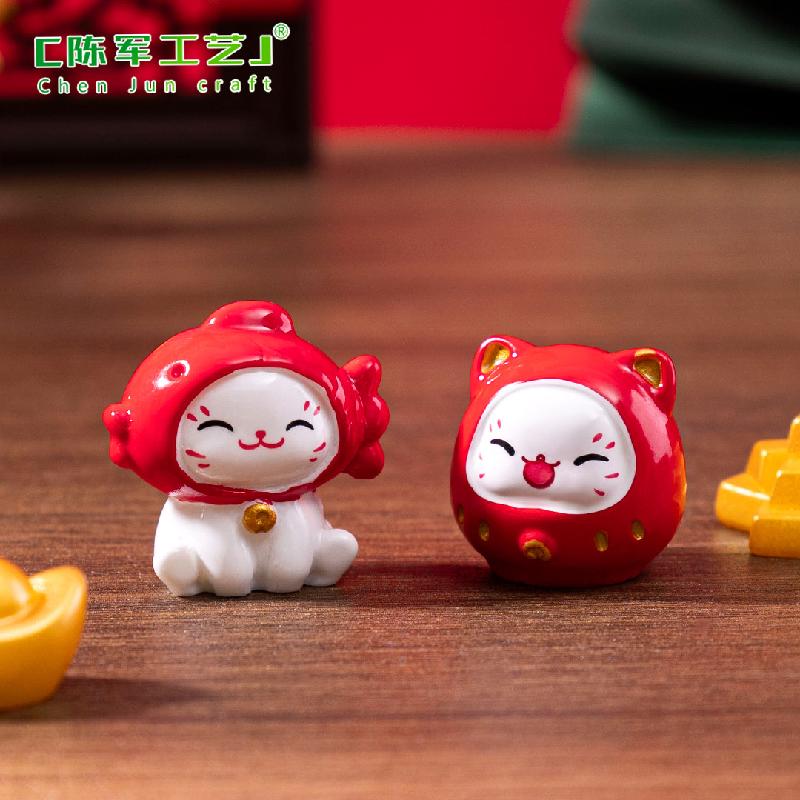 Mèo may mắn, búp bê DIY, phụ kiện bàn xe hơi mini tiểu cảnh sáng tạo (ZC-98)