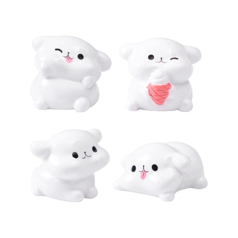 Tiểu cảnh cún trắng nằm DIY, phụ kiện tiểu cảnh mini xe bàn resin garden đáng yêu cute (ZC-1418)