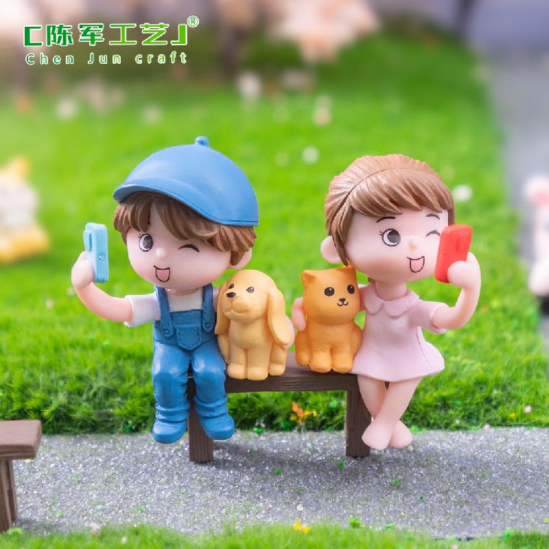 Phụ Kiện Tiểu Cảnh 微景观创意自拍情侣男孩女孩公仔 DIY装饰品挂配件迷你桌面小摆件