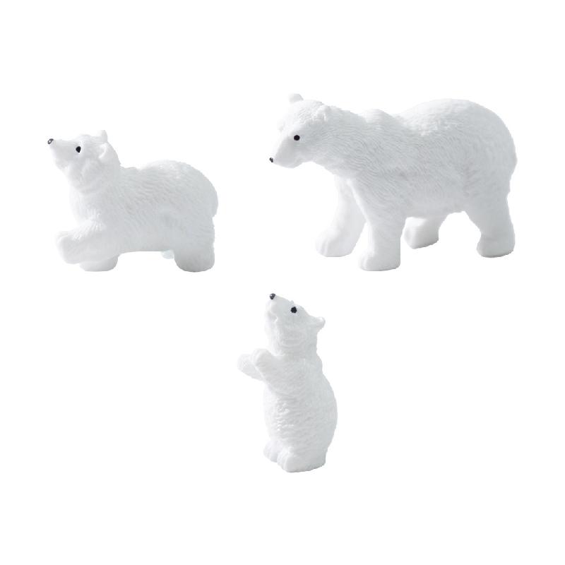 微景观创意写实北极熊母子公仔 造雪景DIY装饰品挂配件迷你小摆件