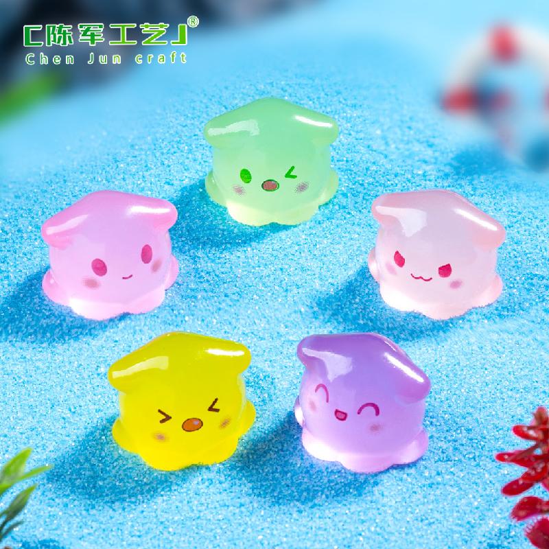 Phụ Kiện Tiểu Cảnh 跨境外贸微景观创意夜光小章鱼海洋造景 DIY装饰品配件迷你小摆件