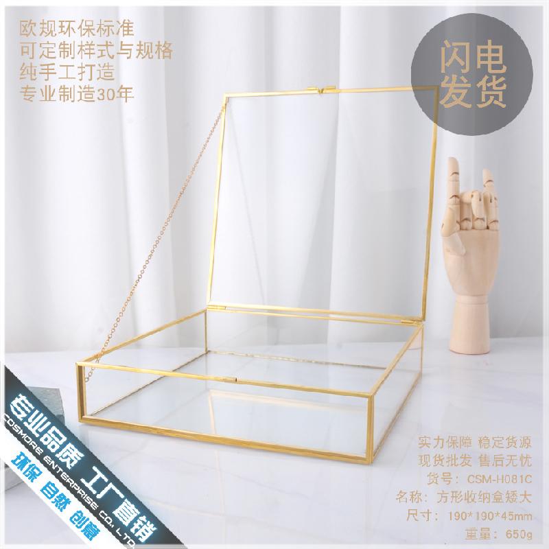 Chậu Đa Giác DG-55 Hộp gỗ vàng làm đẹp, chống bụi, hộp kính hoa bền đời