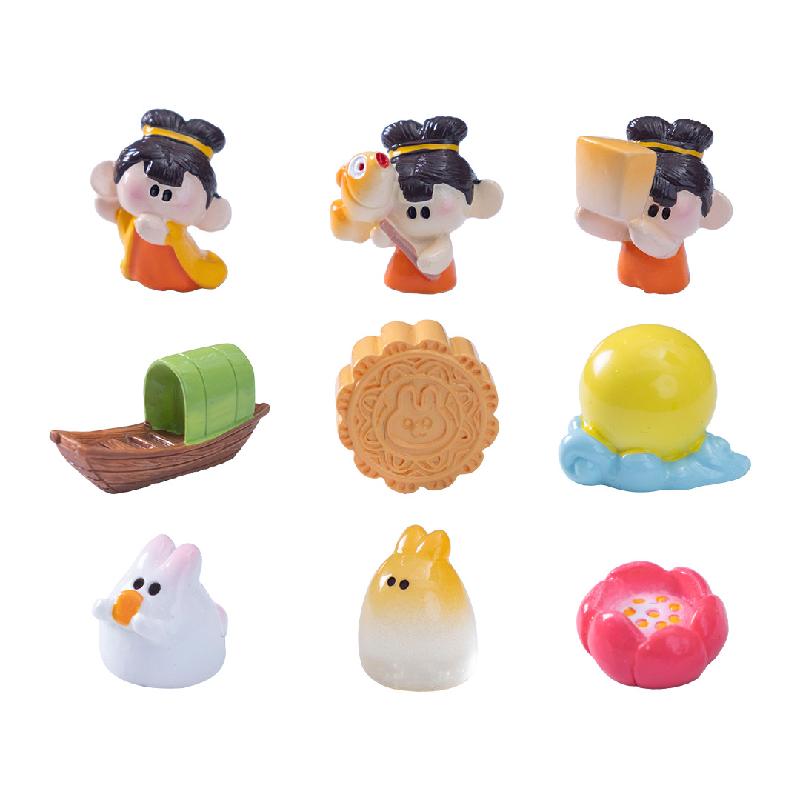 微景观创意小嫦娥兔子中秋节日造景 DIY装饰品配件微缩迷你小摆件