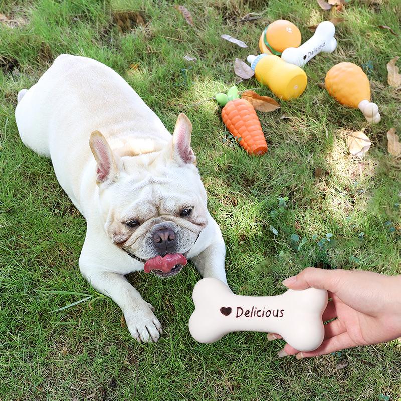 Chậu Cây Resin Đồ chơi chó Bulldog Pháp, đồ chơi gặm nhai làm sạch răng, đồ chơi phát âm thanh và huấn luyện chó (RG-249)