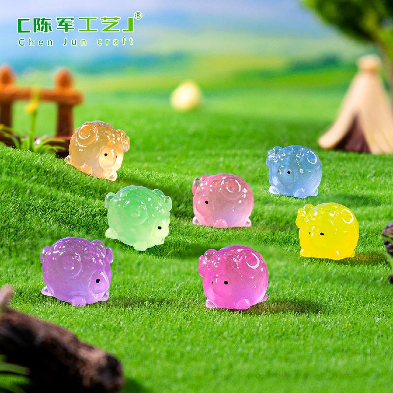 Phụ Kiện Tiểu Cảnh 新品微景观创意夜光小绵羊公仔动物萌粒 DIY装饰品配件迷你小摆件