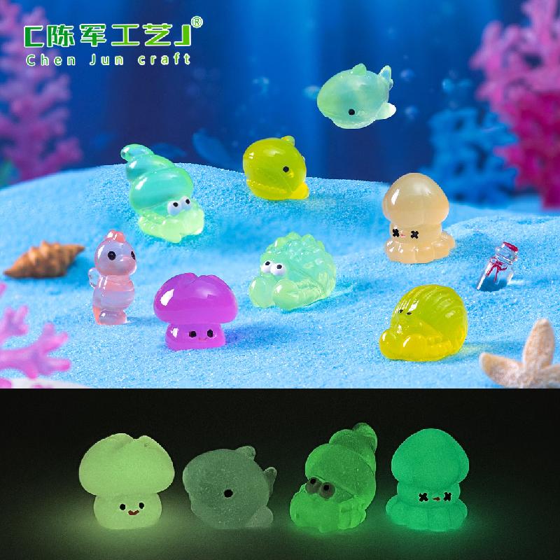 Phụ Kiện Tiểu Cảnh 微景观创意夜光海洋动物寄居蟹小海马萌粒 DIY装饰配件迷你小摆件