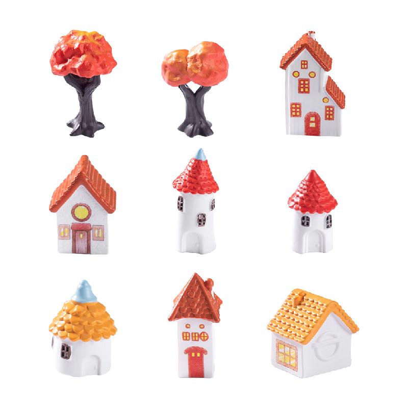 Tiểu cảnh nhà làng châu Âu cổ điển, DIY, phụ kiện bàn tiểu cảnh mini phong cách vintage (ZC-193)