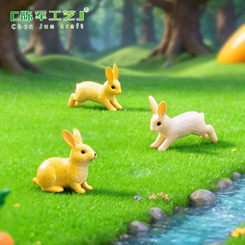 Phụ Kiện Tiểu Cảnh Tiểu cảnh thỏ chạy và thỏ ngồi trang trí cây mọng nước (ZC-649)