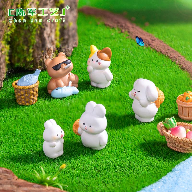 Phụ Kiện Tiểu Cảnh 微景观创意可爱小动物菜市场公仔 DIY装饰品挂配件迷你桌面小摆件