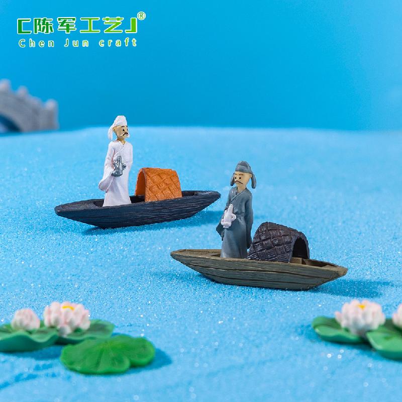 Phụ Kiện Tiểu Cảnh Thuyền bè và tiểu cảnh Lý Bạch trang trí chậu cây rêu (ZC-695)