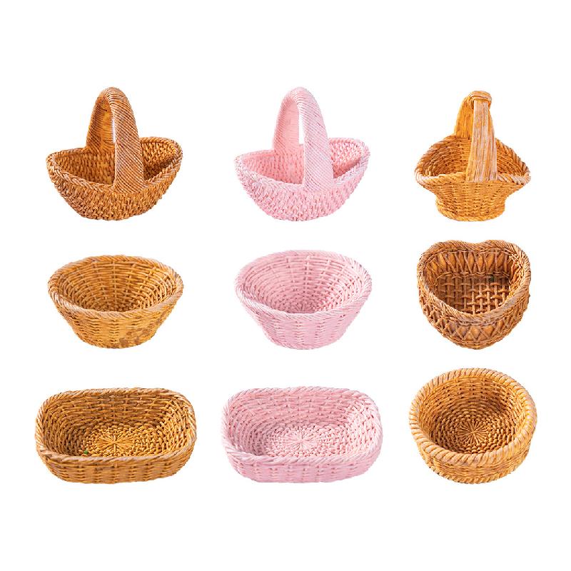 Tiểu cảnh giỏ tre giả, mô hình DIY, phụ kiện tiểu cảnh mini nhỏ xinh (ZC-684)