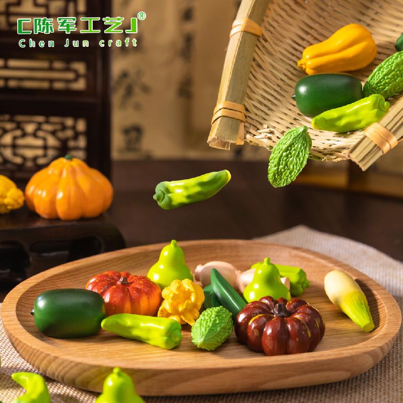 Phụ Kiện Tiểu Cảnh 微景观创意仿真南瓜青椒小蔬菜食玩 diy装饰品发夹配件迷你小摆件