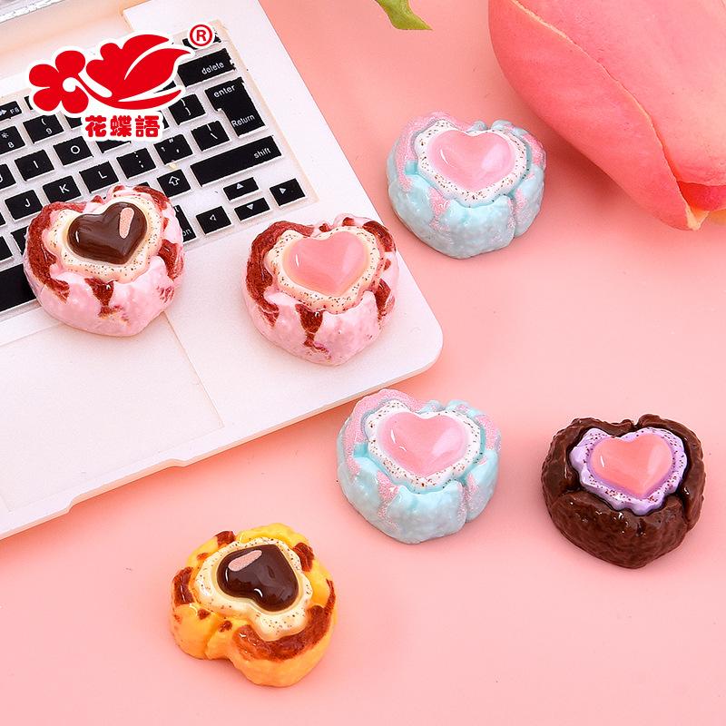 Bánh kem trái tim resin, food mini, phụ kiện DIY (NX-631)
