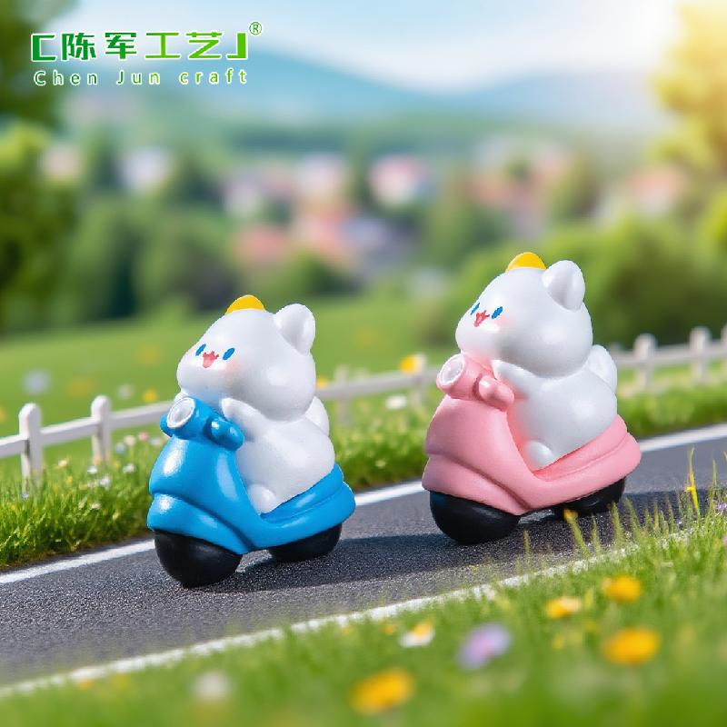Phụ Kiện Tiểu Cảnh 微景观创意可爱骑行猫猫萌粒公仔 DIY装饰品挂配件汽车桌面小摆件