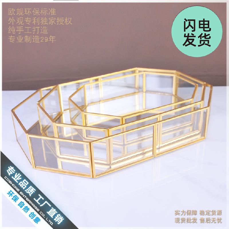 Chậu Đa Giác Khay kính trang sức phong cách Bắc Âu, gương đồng cổ điển (DG-97)