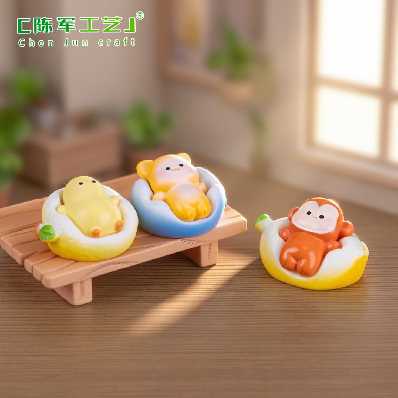Phụ Kiện Tiểu Cảnh 微景观创意躺平十二生肖沙发萌粒公仔 DIY装饰品挂配件迷你小摆件