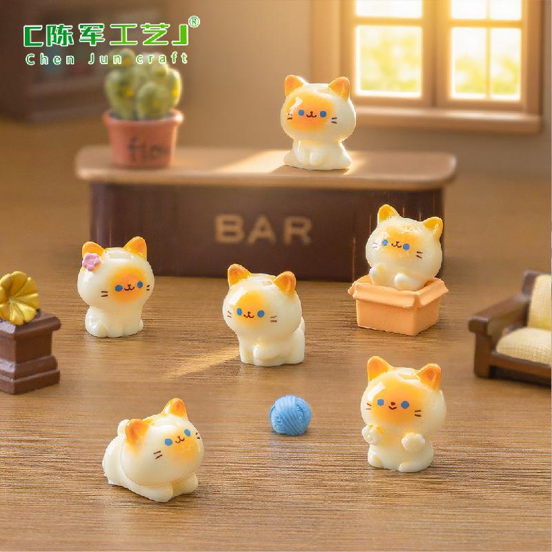 Phụ Kiện Tiểu Cảnh 微景观创意可爱小暹罗猫公仔 DIY装饰品挂配件迷你车载桌面小摆件