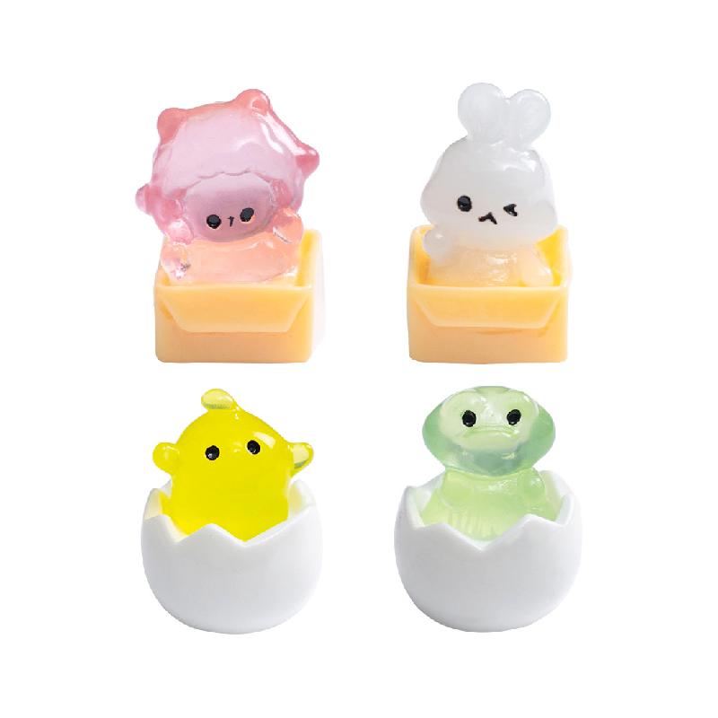 Tiểu cảnh gà & thỏ vỏ trứng phát sáng DIY, phụ kiện tiểu cảnh mini garden resin cute (ZC-1426)