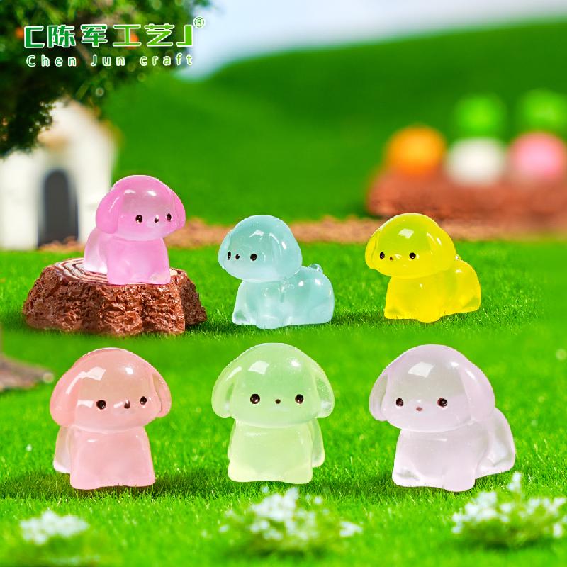 Phụ Kiện Tiểu Cảnh 苔藓微景观夜光可爱小狗园艺造景 DIY装饰配件迷你车载桌面小摆件