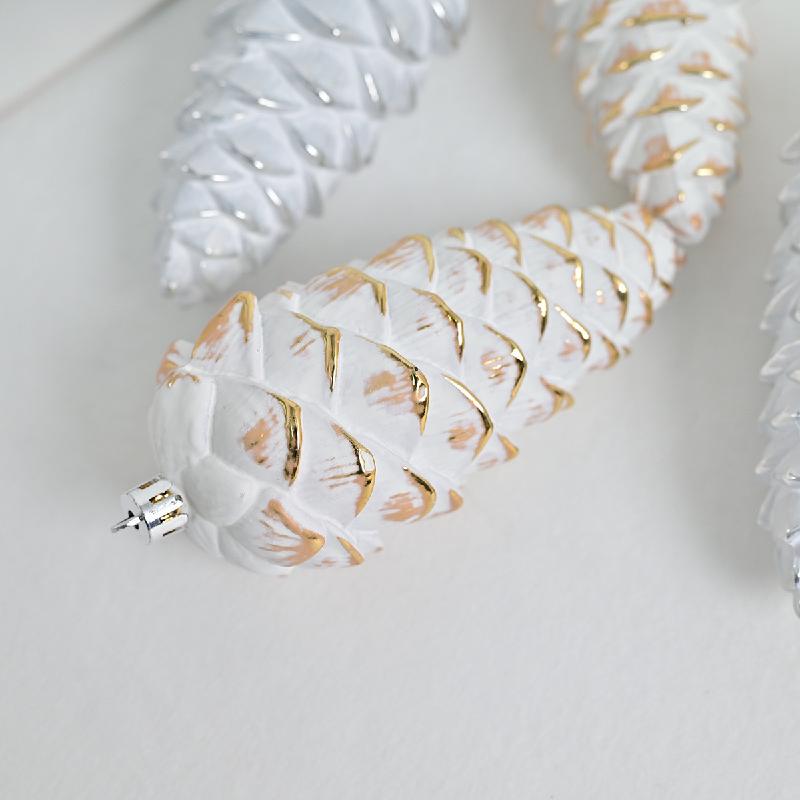 Trang Trí Noel Trang trí Noel: Quả thông trắng cổ điển, phủ kim tuyến