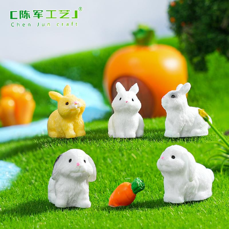 Phụ Kiện Tiểu Cảnh 苔藓微景观创意可爱兔子园艺造景 DIY装饰配件迷你车载桌面小摆件