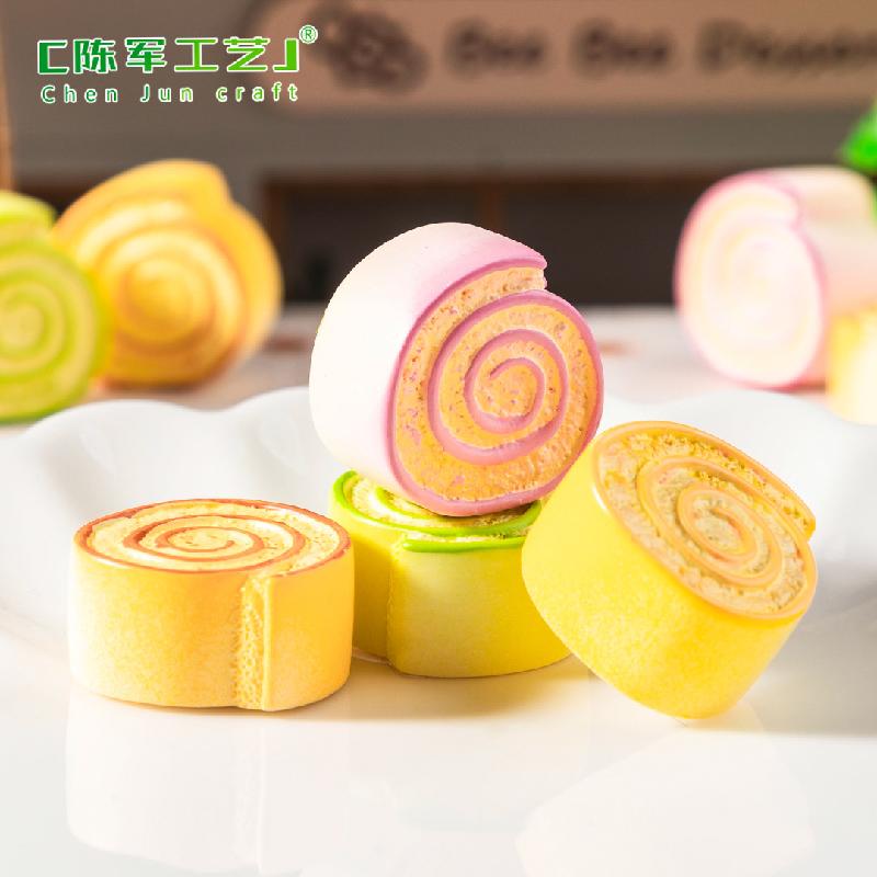 Phụ Kiện Tiểu Cảnh 微景观创意瑞士卷面包食玩 DIY奶油胶冰箱贴装饰品配件迷你小摆件