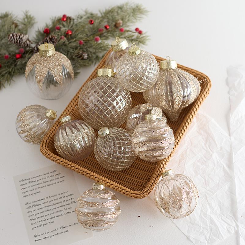 Trang Trí Noel Bóng Noel trong suốt 10/12cm PET vẽ màu, treo trần, cửa sổ, cây thông Noel, trang trí không gian lễ hội