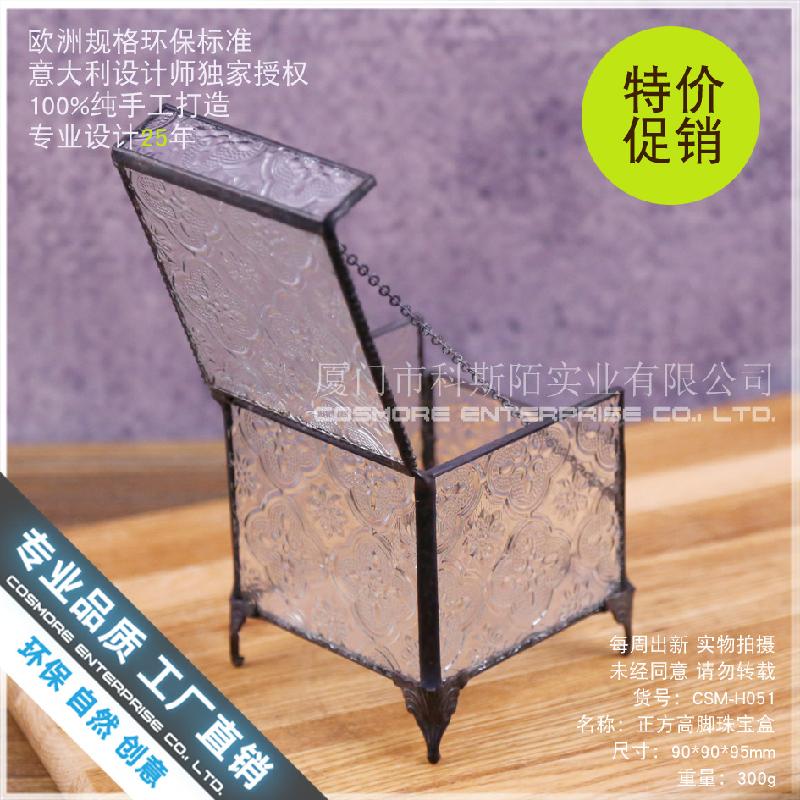 Chậu Đa Giác Hộp kính vuông cao, tiểu cảnh rêu, hoa bất tử (DG-71)