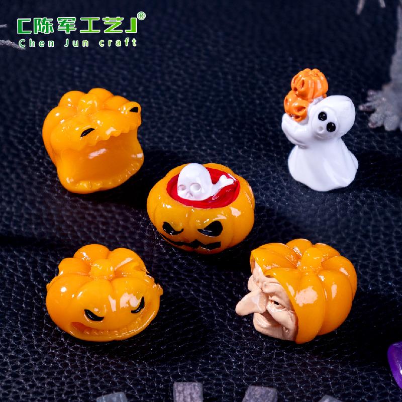 Phụ Kiện Tiểu Cảnh 跨境外贸微景观创意南瓜幽灵万圣节造景 DIY装饰品配件迷你小摆件