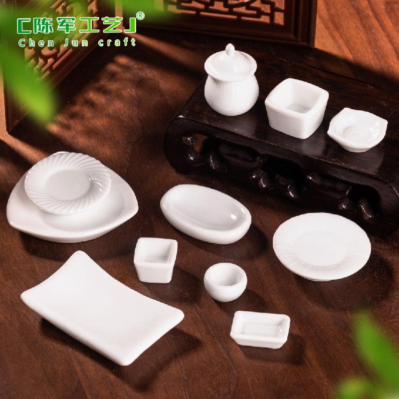 Phụ Kiện Tiểu Cảnh 微景观创意陶瓷盘子食玩微缩模型娃娃屋 DIY装饰品配件迷你小摆件