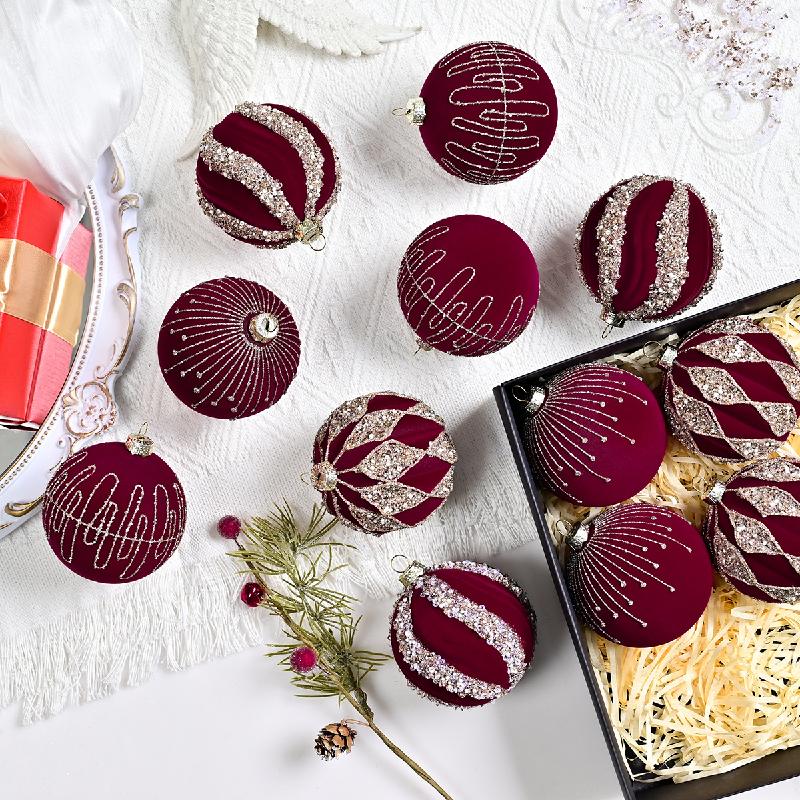 Trang Trí Noel Bóng Noel nhung cao cấp, sơn tay sang trọng, phụ kiện treo cây thông Noel, trang trí lễ hội Giáng Sinh