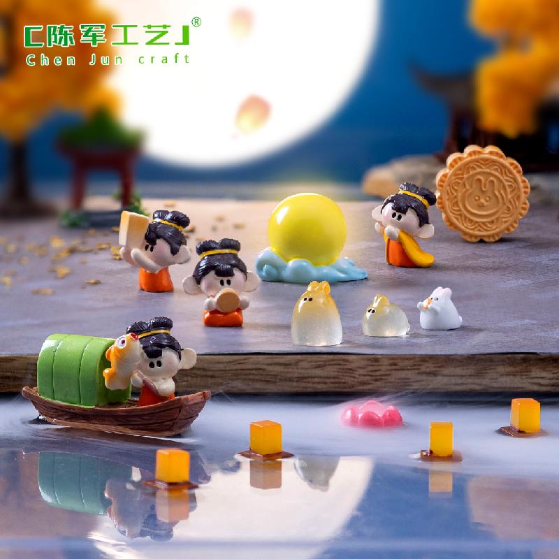 Phụ Kiện Tiểu Cảnh 微景观创意小嫦娥兔子中秋节日造景 DIY装饰品配件微缩迷你小摆件