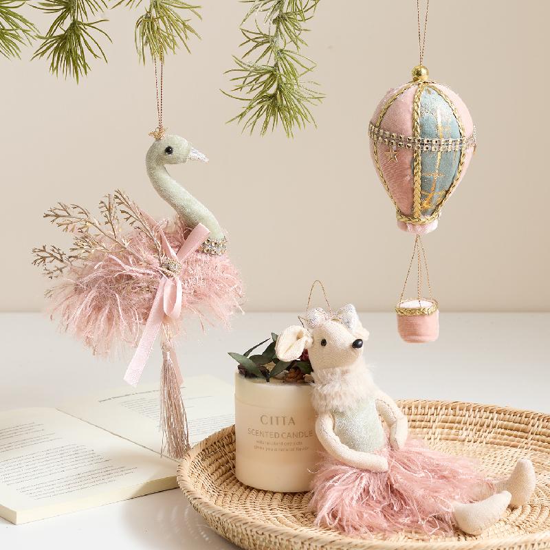 Trang Trí Noel Trang trí Noel xanh hồng nhung cao cấp, bóng thiên nga treo cây thông Noel sang trọng, decor cửa hàng