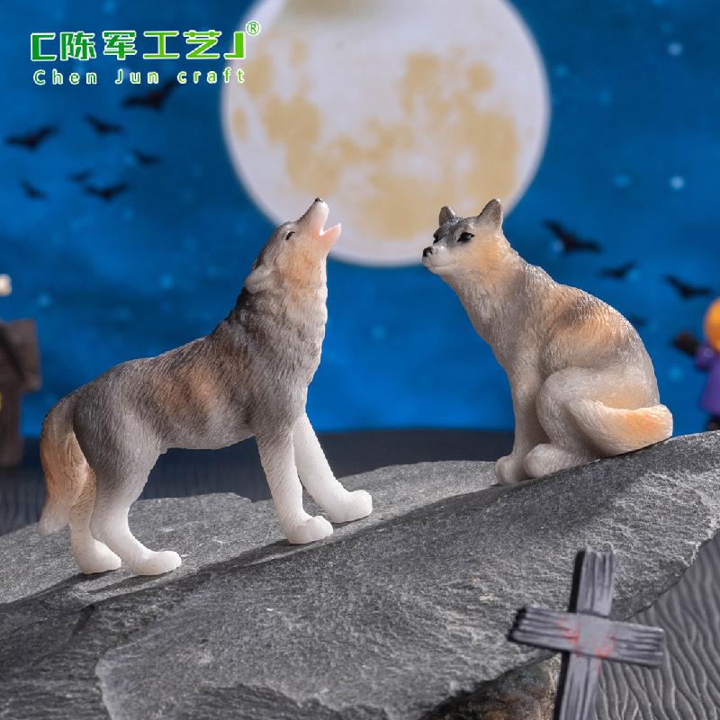 Phụ Kiện Tiểu Cảnh 跨境外贸微景观创意写实狼公仔模型 DIY装饰品配件迷你树脂小摆件