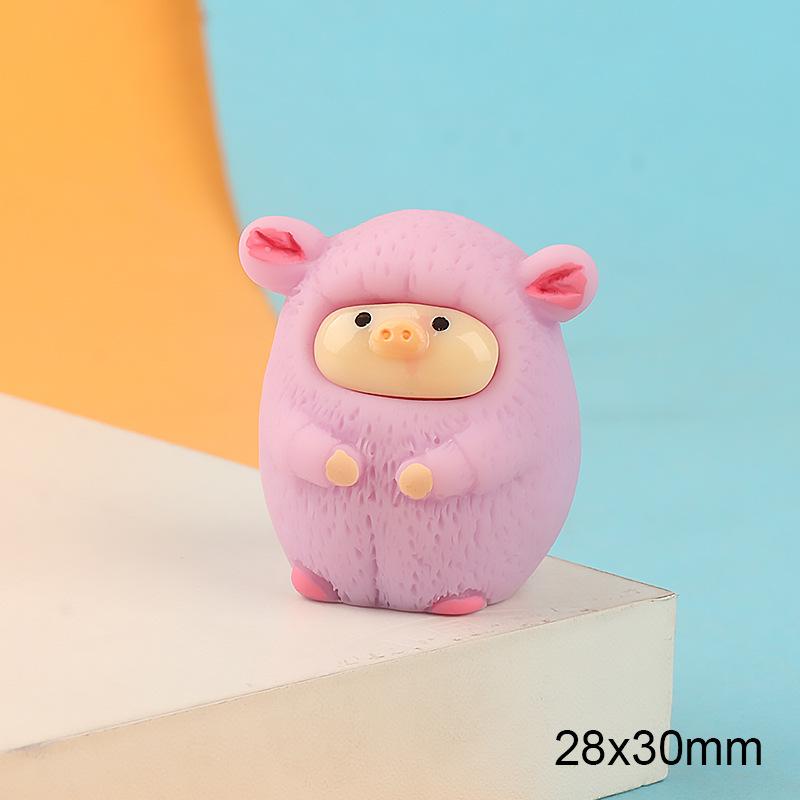 马卡龙可爱猪 饰品 树脂配件diy手工微景观摆件微缩立体挂件材料