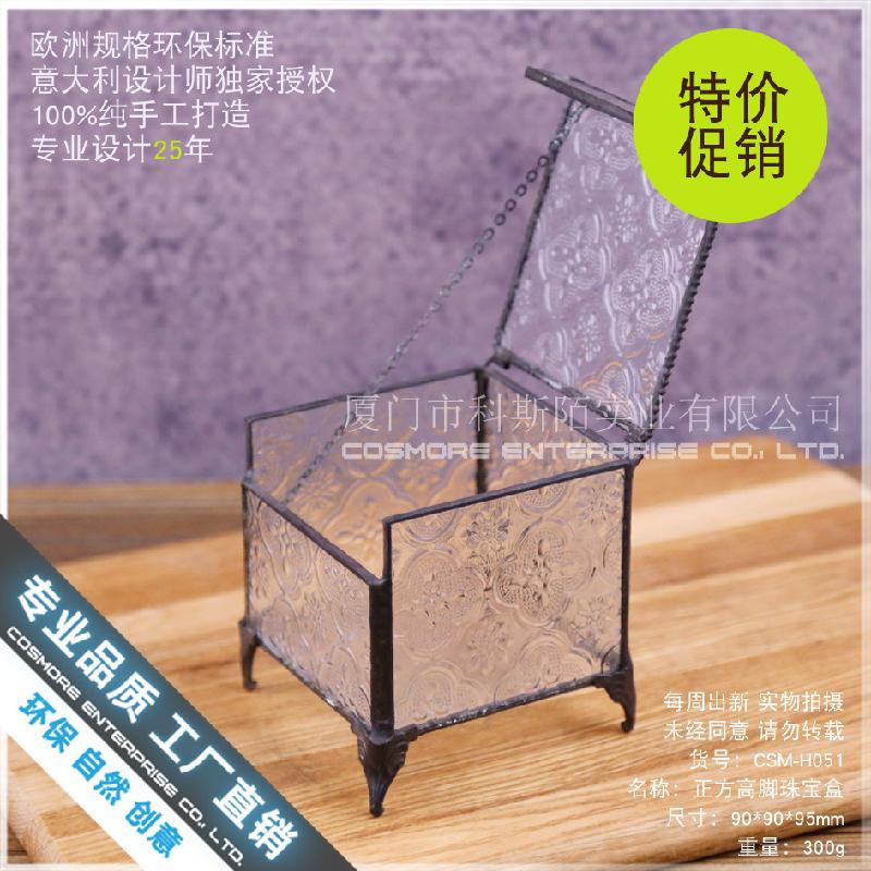 Chậu Đa Giác Hộp kính vuông cao, tiểu cảnh rêu, hoa bất tử (DG-71)