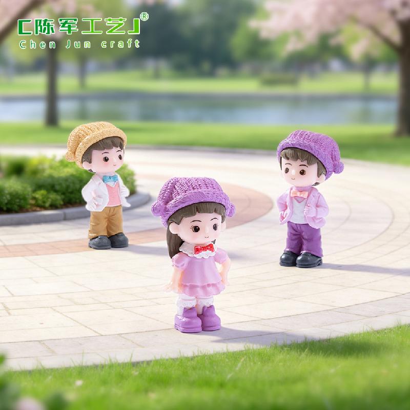 Tiểu cảnh đôi tình nhân mũ chú hề mini trang trí xe DIY (ZC-1065)