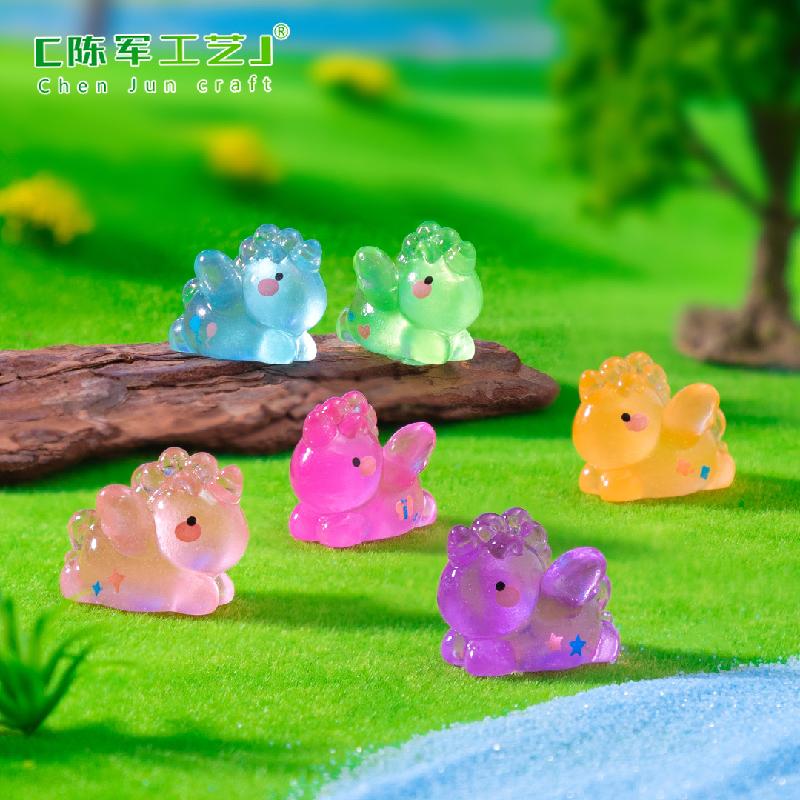 Phụ Kiện Tiểu Cảnh 跨境新品微景观创意夜光趴趴独角兽公仔 DIY装饰品配件迷你小摆件