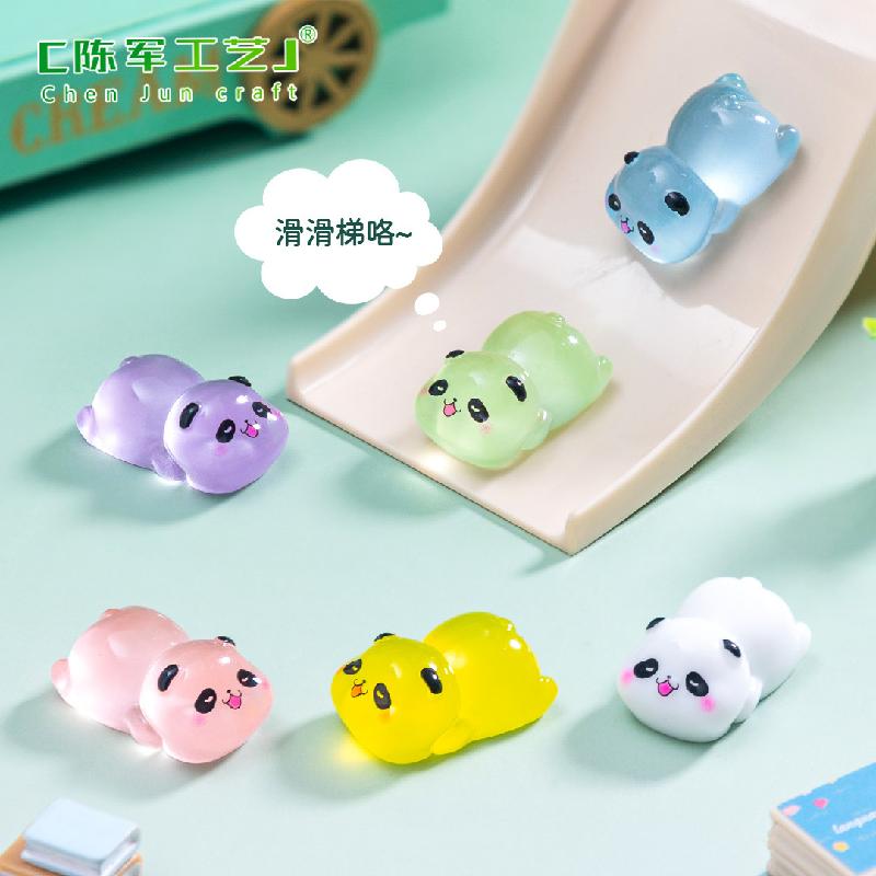 Phụ Kiện Tiểu Cảnh 微景观创意夜光趴趴小熊猫萌粒盲袋 DIY装饰品配件迷你桌面小摆件