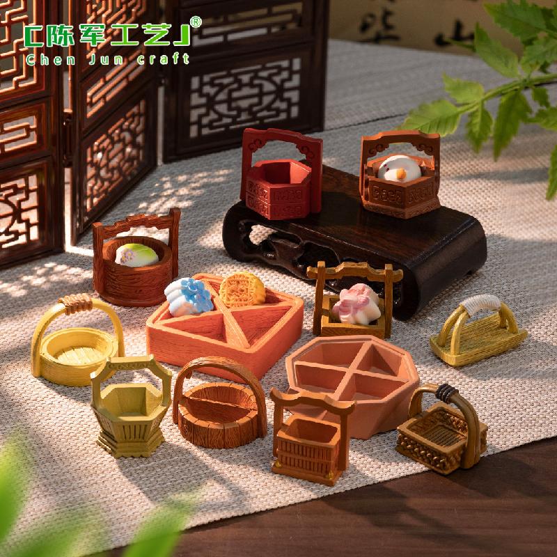 Phụ Kiện Tiểu Cảnh 微景观创意古风食盒篮子模型 娃娃屋diy装饰品配件微缩迷你小摆件
